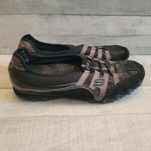 Skechers Womens Black & Gray Slip-On Shoes Size 9.5